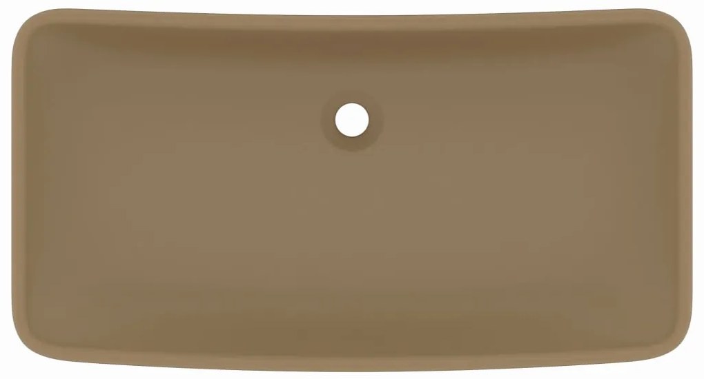 Lavatório luxuoso retangular 71x38 cm cerâmica creme mate
