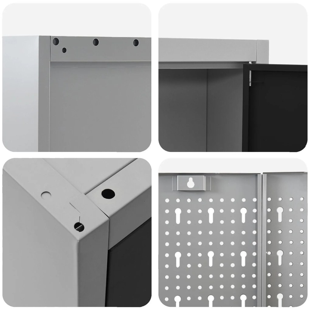 Conjunto de Armário e Painel de Ferramentas de 7 Peças vidaXL Preto em