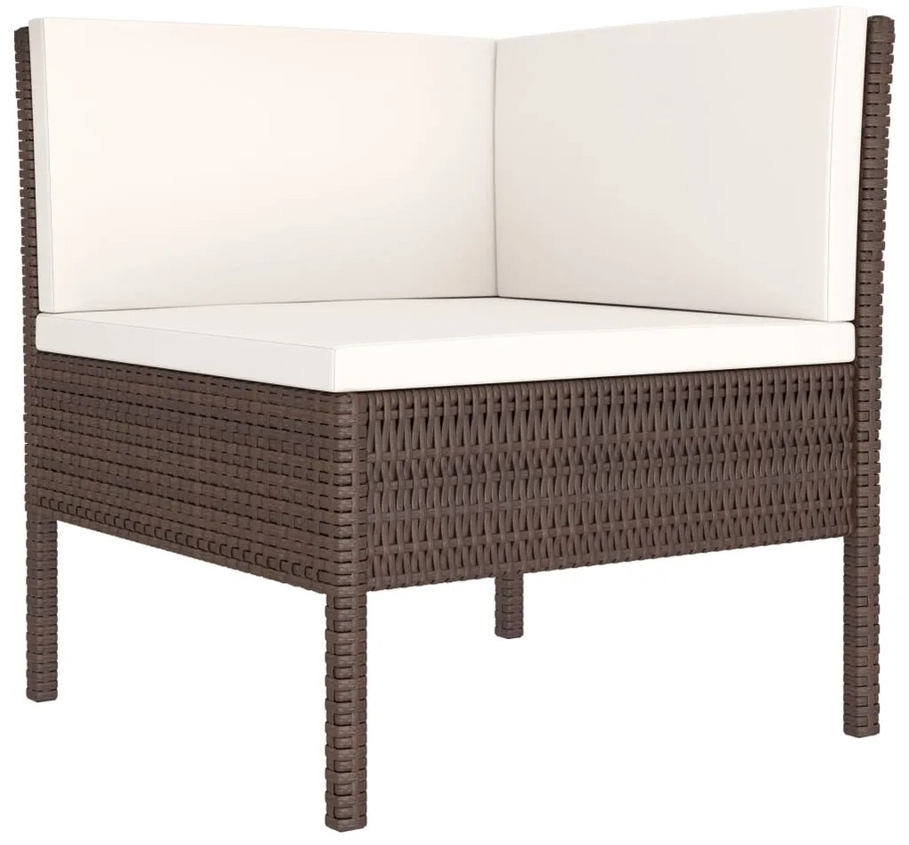 6 pcs conjunto lounge jardim c/ almofadões vime PE castanho