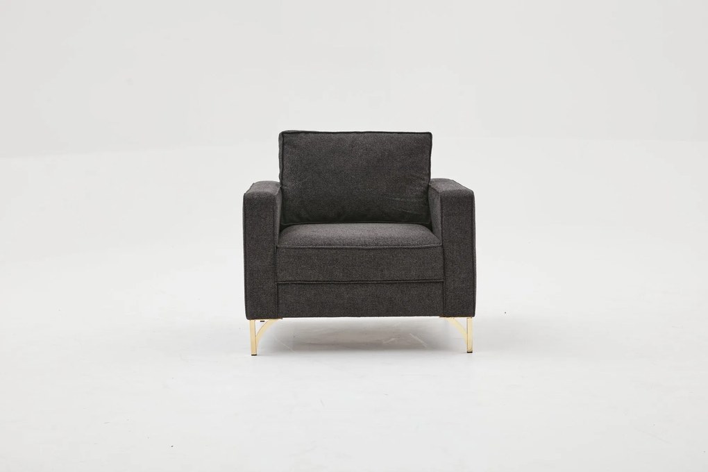 Sofá de 1 Lugar Berlin – Antracite Dourado – 90x83x91 cm