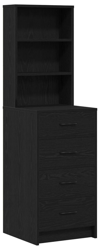 Conjunto de Mesa de Maquiagem 2 Peças com LED Preto em Madeira Estrutu