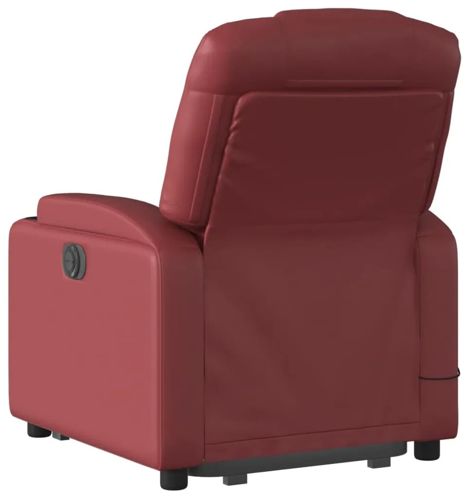 Poltrona massagens reclinável couro artificial vermelho tinto