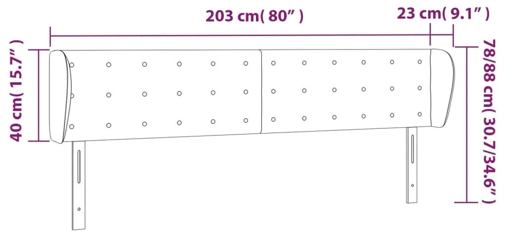 Cabeceira de cama c/ abas couro artificial 203x23x78/88cm cinza