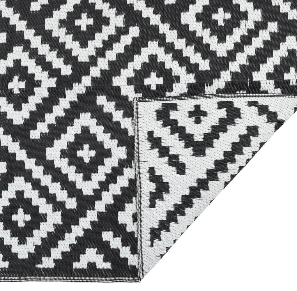 Tapete de exterior 80x250 cm ARAKIL PP Branco e Preto