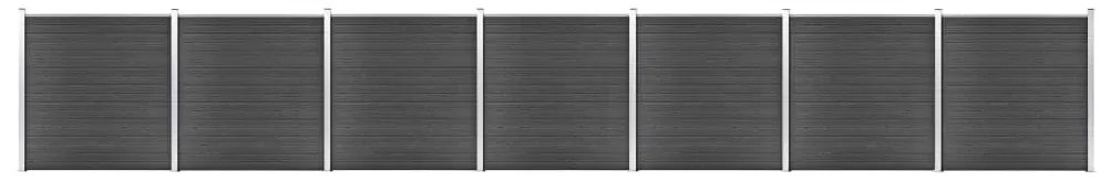 Conjunto de painel de vedação WPC 1218x186 cm preto