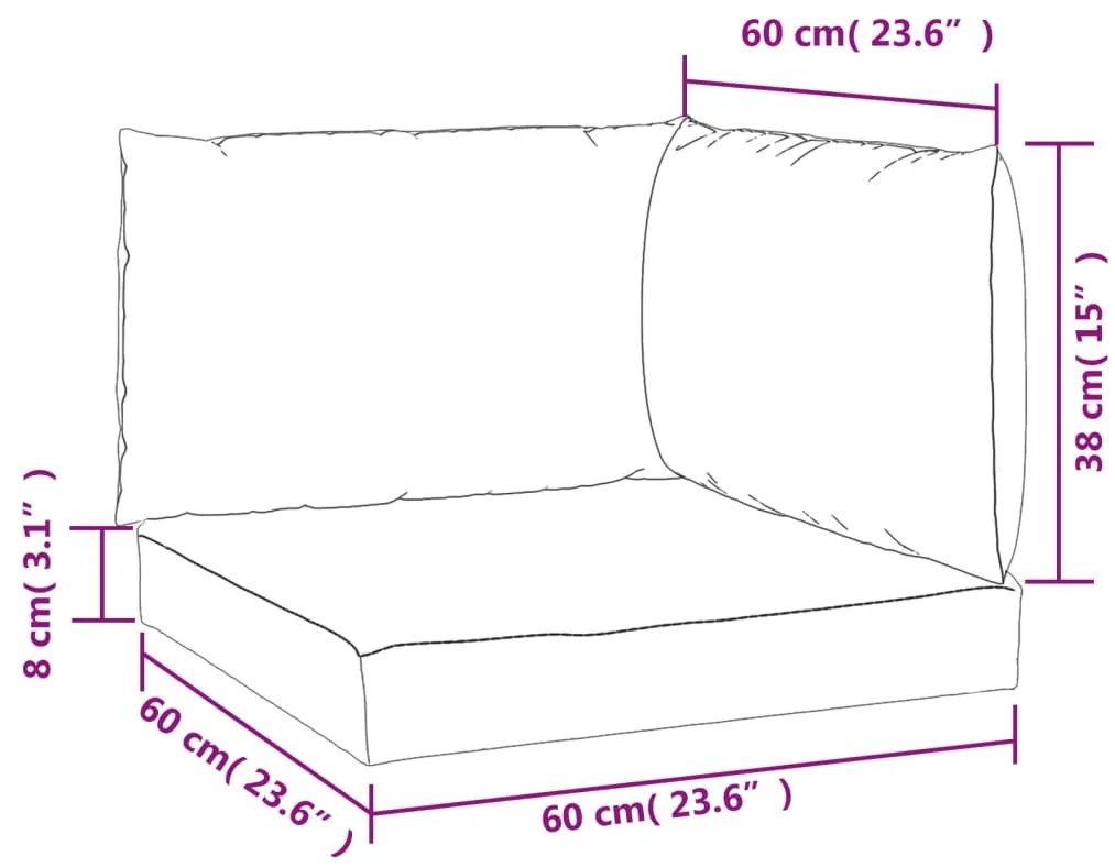 Almofadões p/ móveis de paletes 3pcs tecido oxford xadrez preto