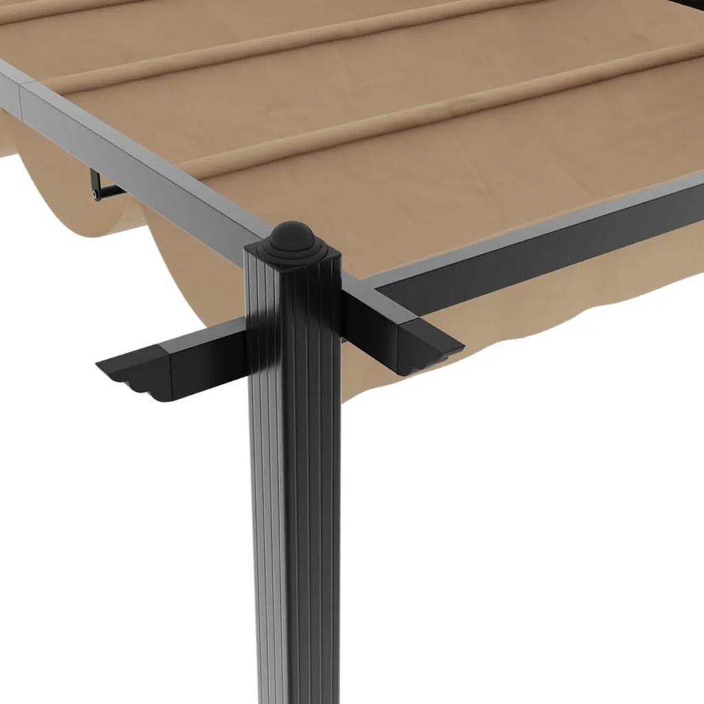 Gazebo jardim c/ teto retrátil 3x6 m alumínio cinza-acastanhado