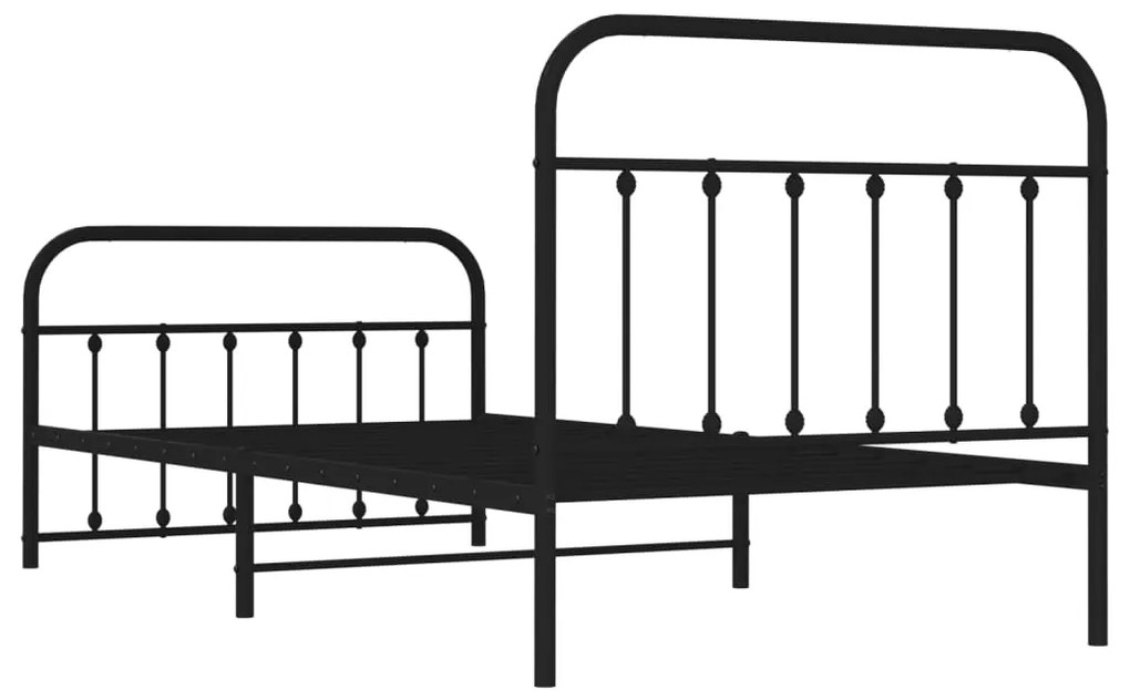 Estrutura de cama com cabeceira e pés 100x200 cm metal preto