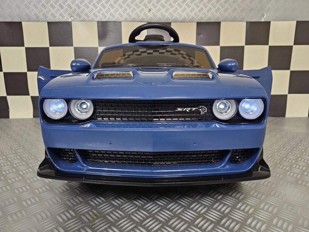 Carro elétrico para crianças DODGE SRT 12 Pneus Borracha, Assento pele, Luzes AZUL