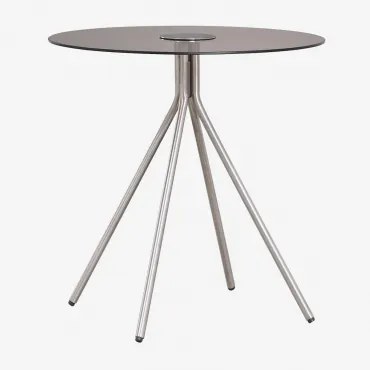 Mesa Auxiliar Redonda Em Aço Inoxidável E Vidro Temperado Itsoro Ø50 Cm - Sklum