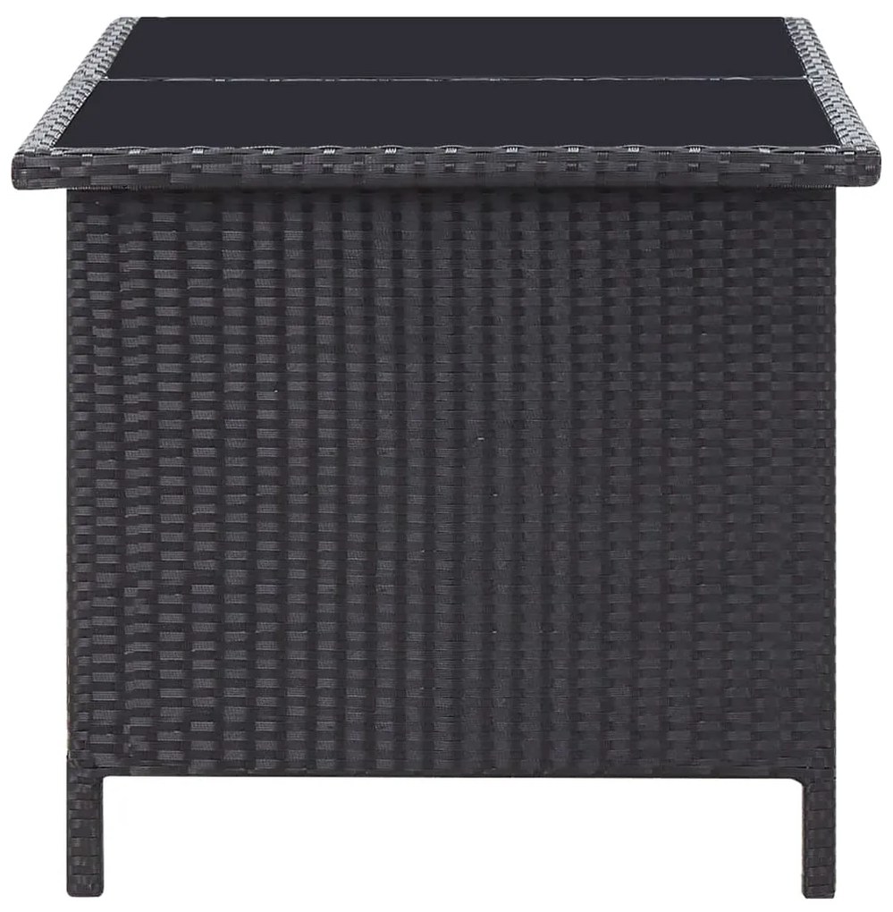 6 pcs conjunto lounge de jardim c/ almofadões vime PE preto