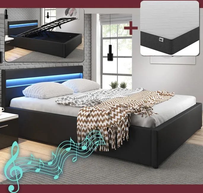 Cama Hidráulica com Arrumação e Sistema de Som "Barry" - 150x190 cm -
