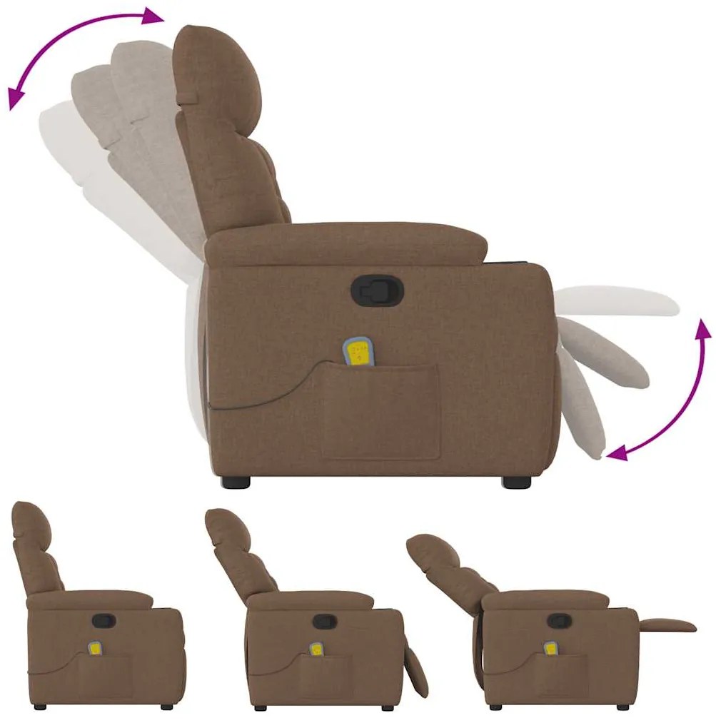 Poltrona de massagens reclinável tecido castanho