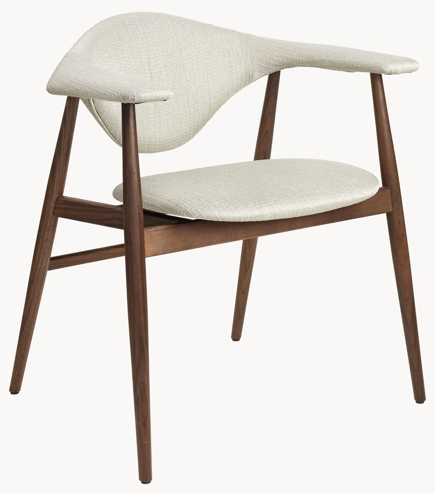 Cadeira de jantar com braços em madeira de nogueira Masculo