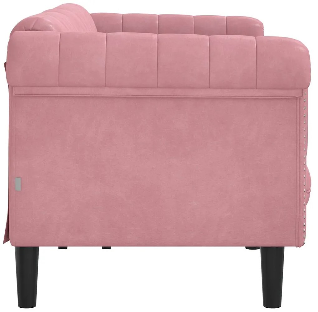 Sofá de 3 lugares veludo rosa