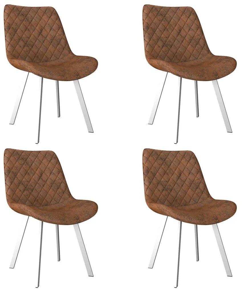vidaXL Cadeiras de jantar 4 pcs camurça artificial castanho