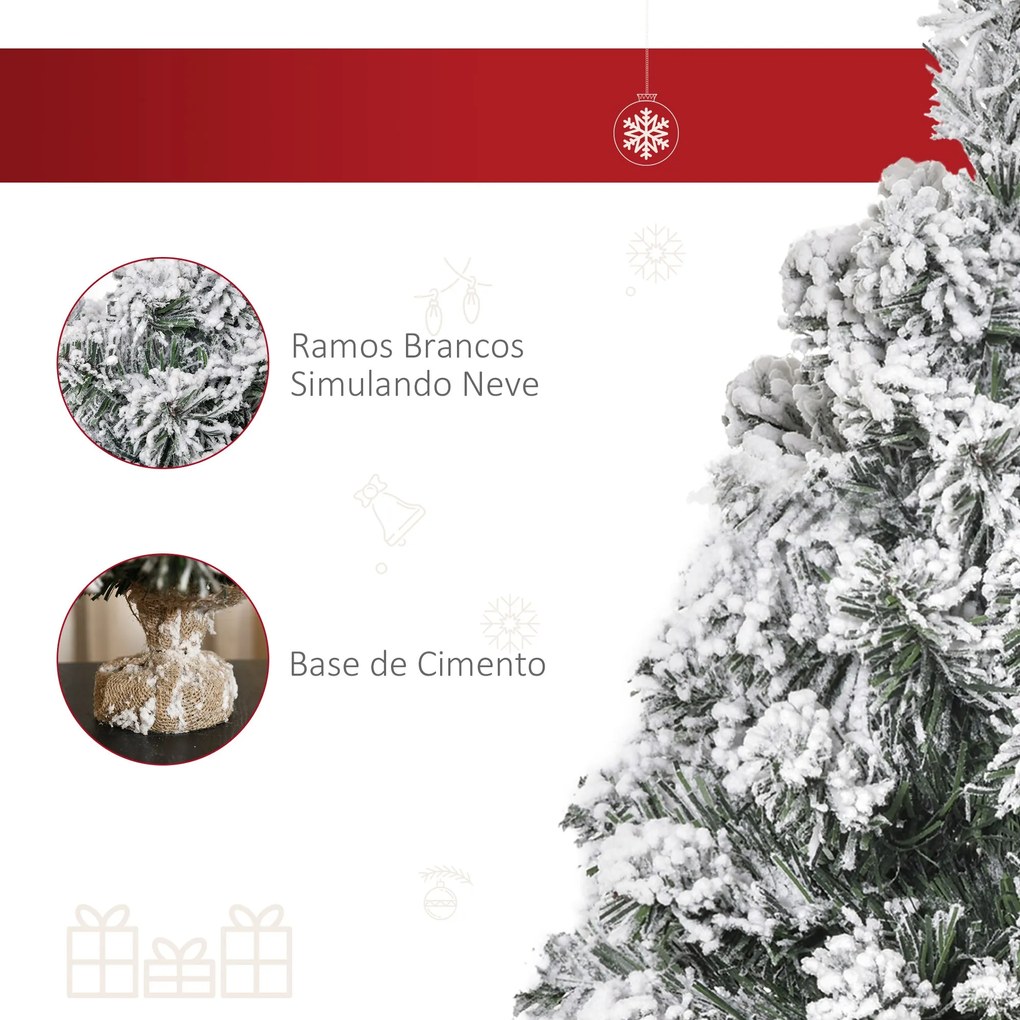 HOMCOM Árvore de Natal Artificial 60cm com 67 Ramos Ignífugos e Base d