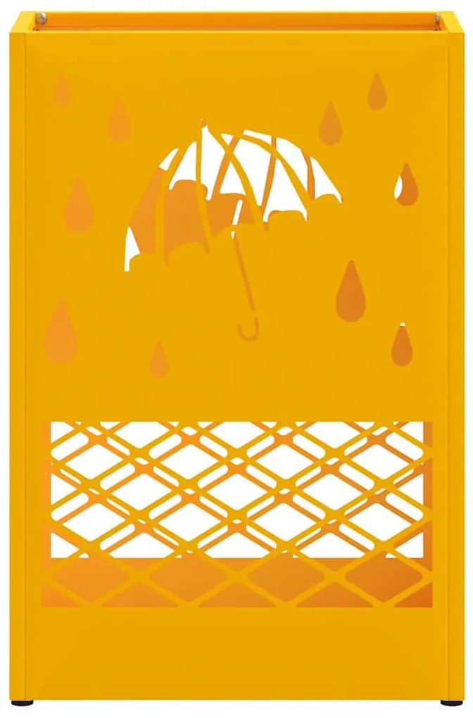 Suporte de Guarda-Chuva Amarelo Mostarda, 28x12x41 cm, em Aço