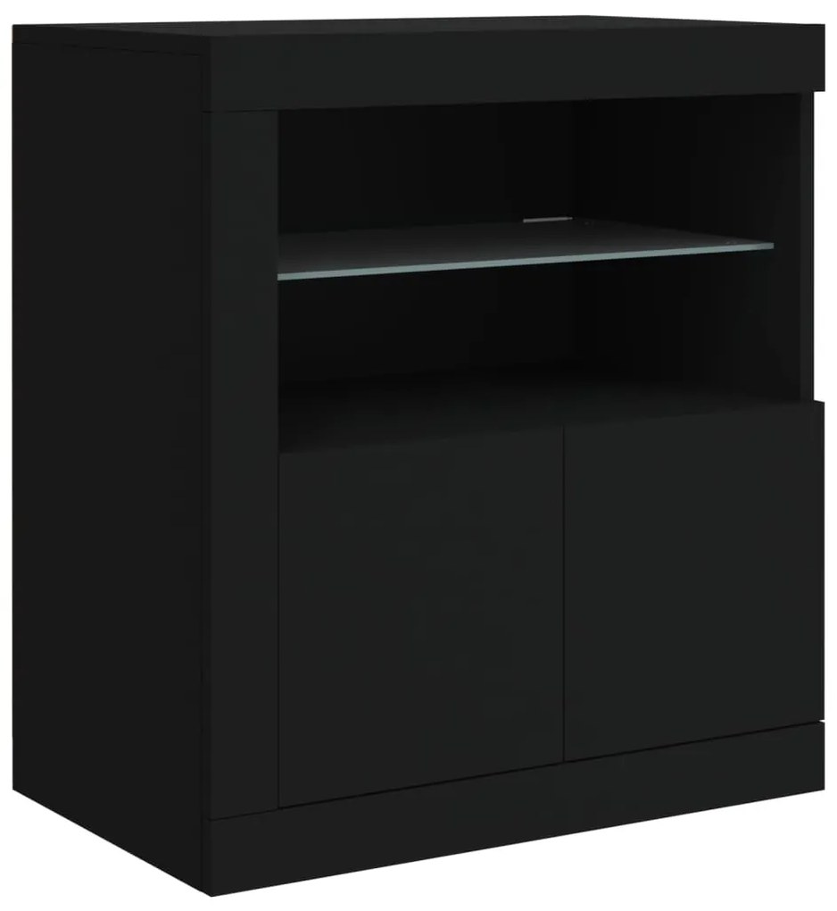 Aparador com luzes LED 181,5x37x67 cm preto