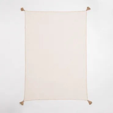 Manta Plaid Em Algodão Paraíba Gardénia Branco - Crema Linho - Sklum