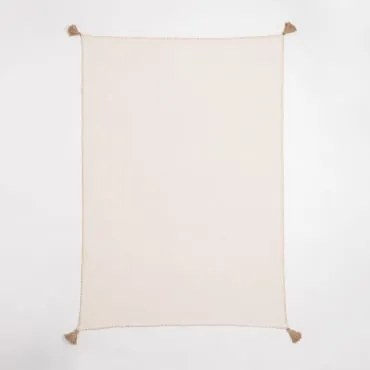 Manta Xadrez Em Algodão Paraíba Gardénia Branco - Crema Linho - Sklum