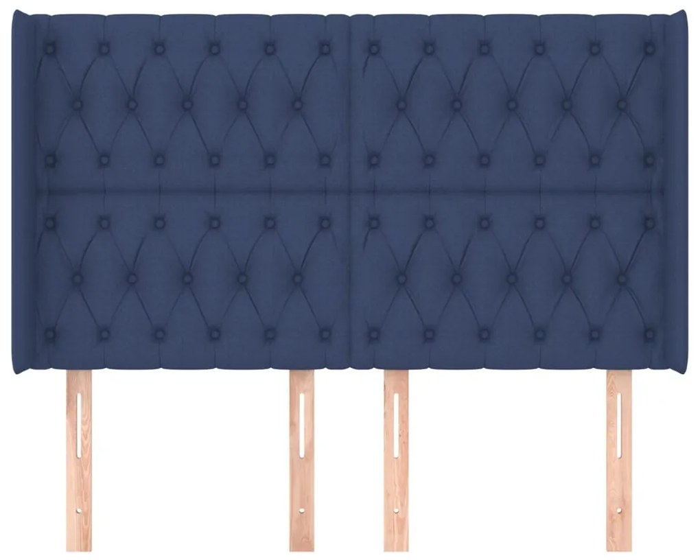 Cabeceira de cama c/ abas tecido 163x16x118/128 cm azul
