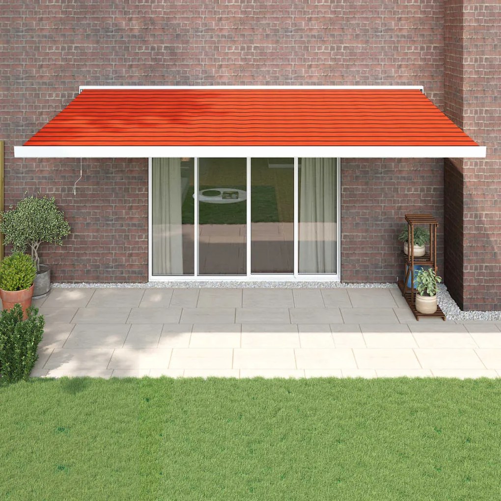vidaXL Toldo retrátil 5x3 m tecido e alumínio laranja e castanho