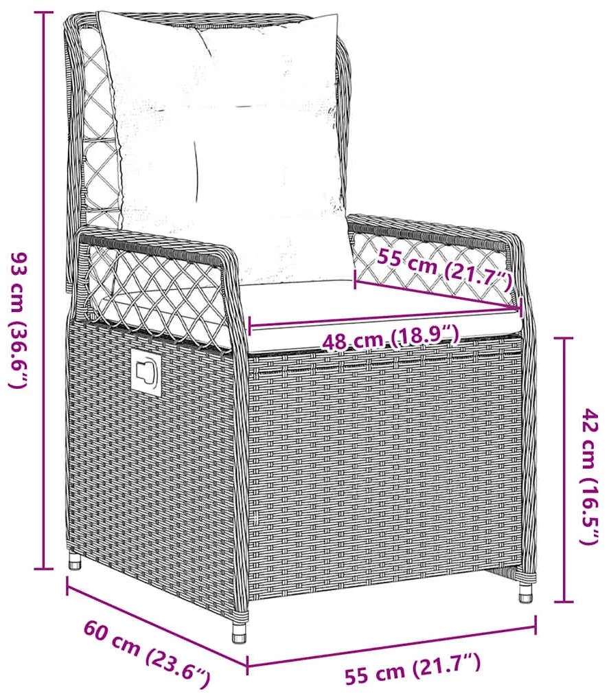 Conjunto de Jantar de Jardim com 5 peças em Polyrattan Cinza Claro