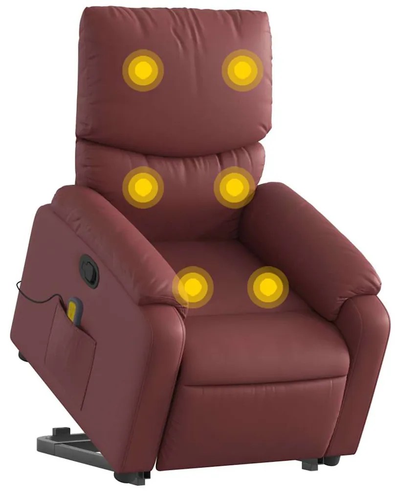 Poltrona massagens reclinável couro artificial vermelho tinto