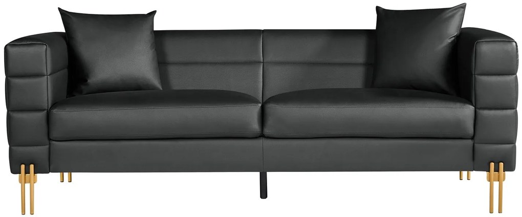 Sofá LARIOS, 3 lugares, estofado 208 x 84 x 71 cm pele sintética preta