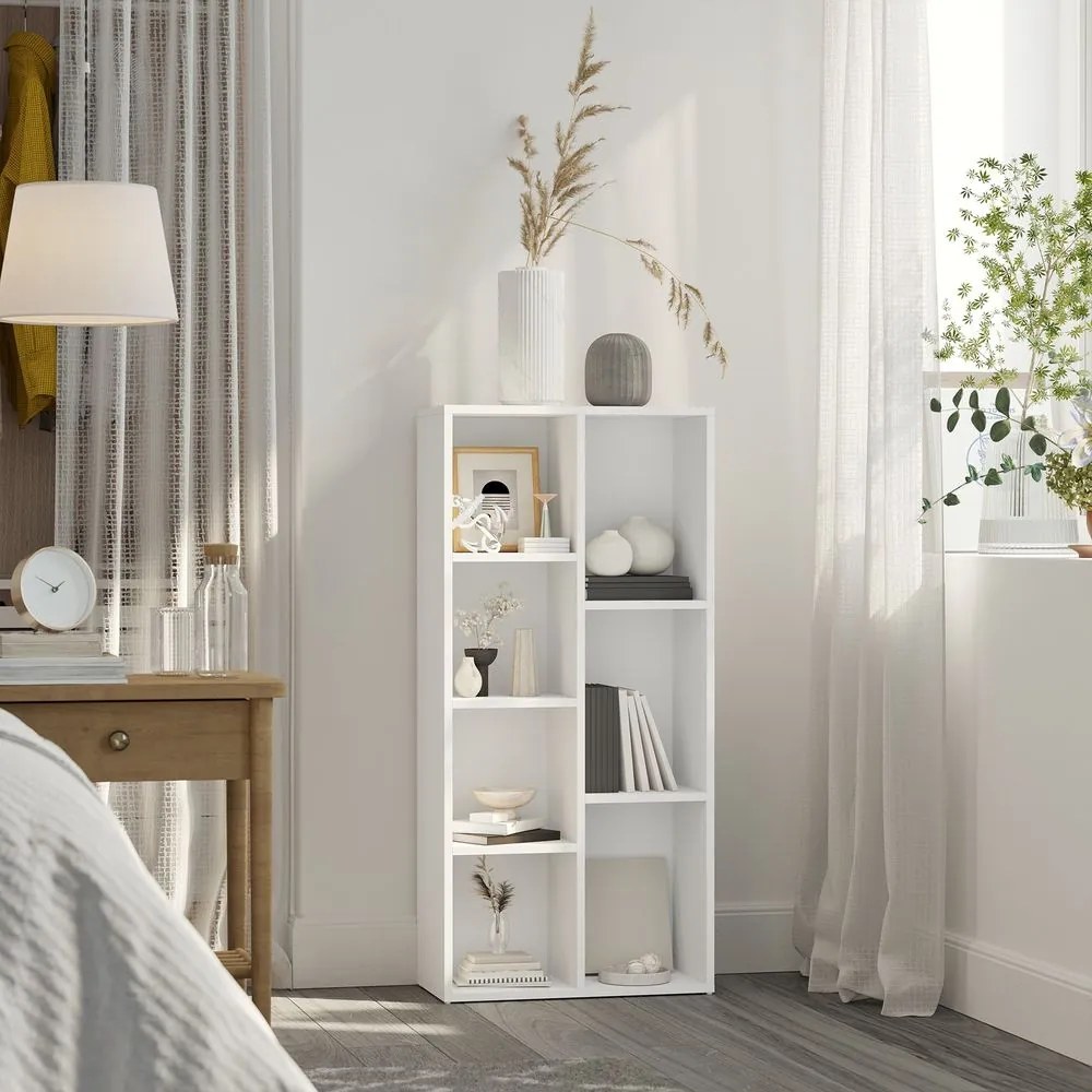 Estante com 7 compartimentos 24,5 x 50,5 x 106,5 cm branco
