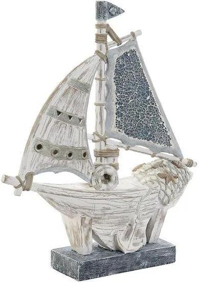 Figura Decorativa Dekodonia Barco Resina Cristal (30 x 7 x 37 cm)