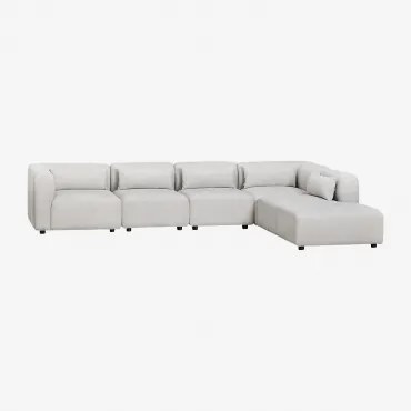 Sofá Modular De 5 Peças Com Chaise Longue Direita Fogler Tecido Cinza Claro - Sklum