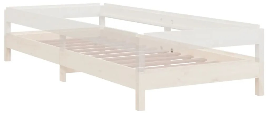 Cama empilhável 75x190 cm madeira de pinho maciça branco