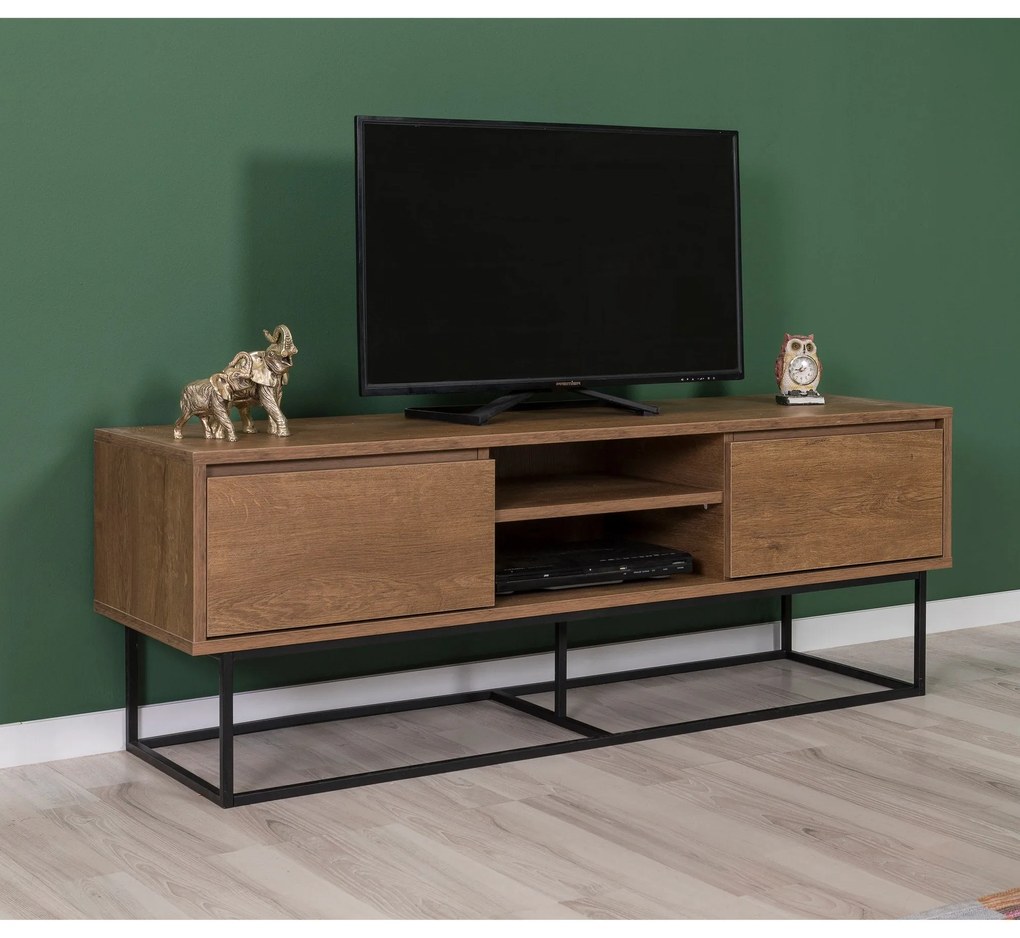 Conjunto de Mobiliário de Sala de Estar Laxus – Nogueira Preta – TV: 1