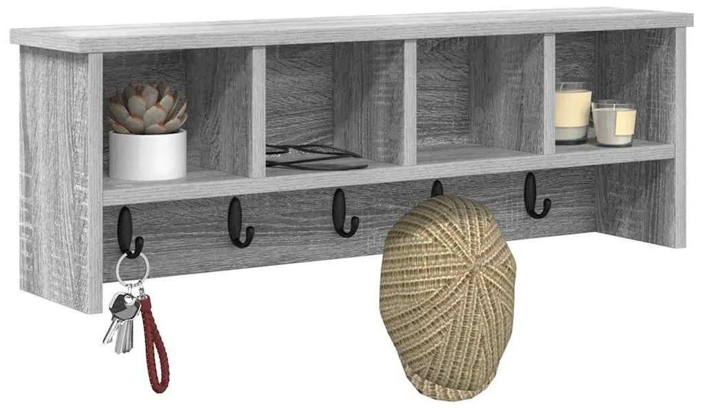Cabideiro de Parede Sonoma cinzento 75 x 16 x 26 cm