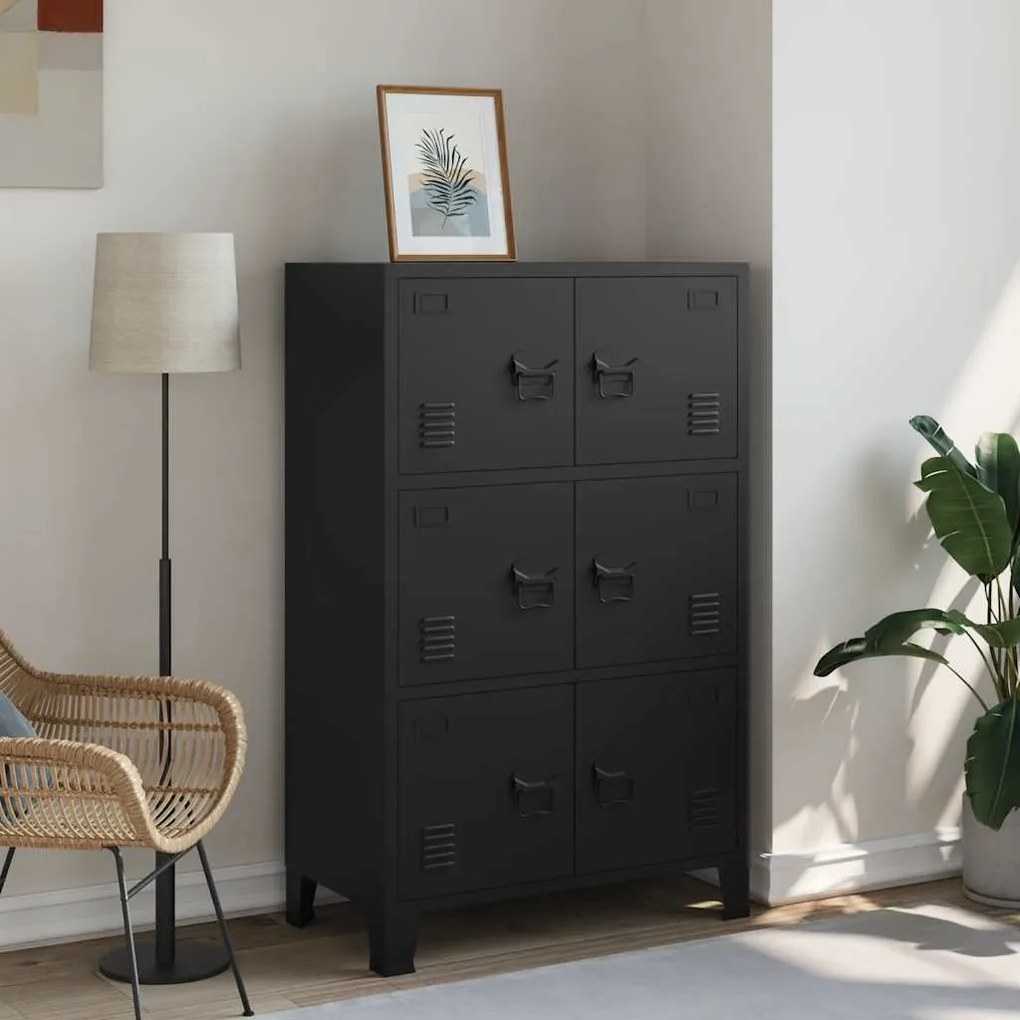 vidaXL Aparador de arrumação industrial 75x40x120 cm aço preto