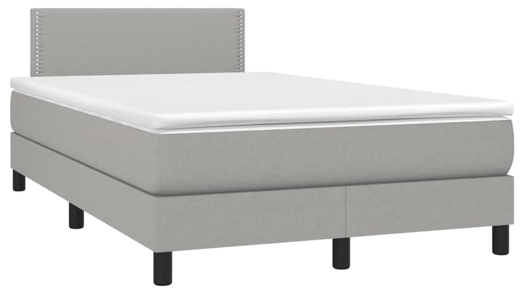 Cama box spring c/ colchão e LED 120x190 cm tecido cinza-claro