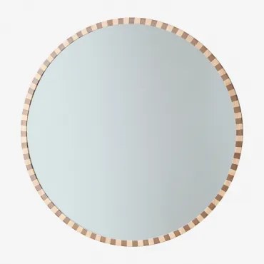 Espelho De Parede Redondo Ø110 Cm Em Madeira De Carvalho Sapeira Castanho Roble - Sklum