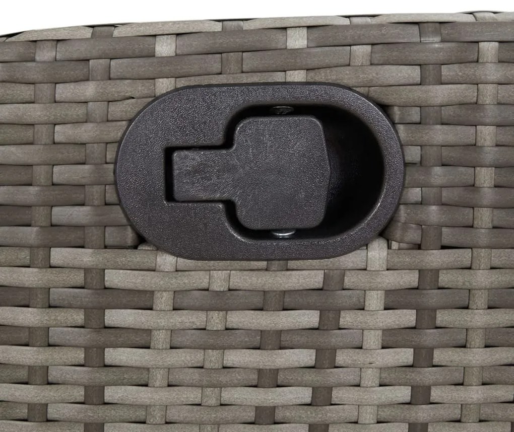 3 pcs conjunto de jantar p/ jardim c/ almofadões vime PE cinza