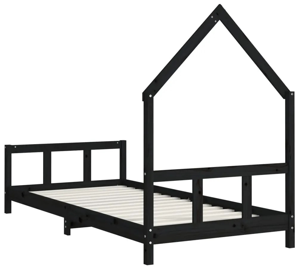 Estrutura de cama infantil 90x200 cm pinho maciço preto