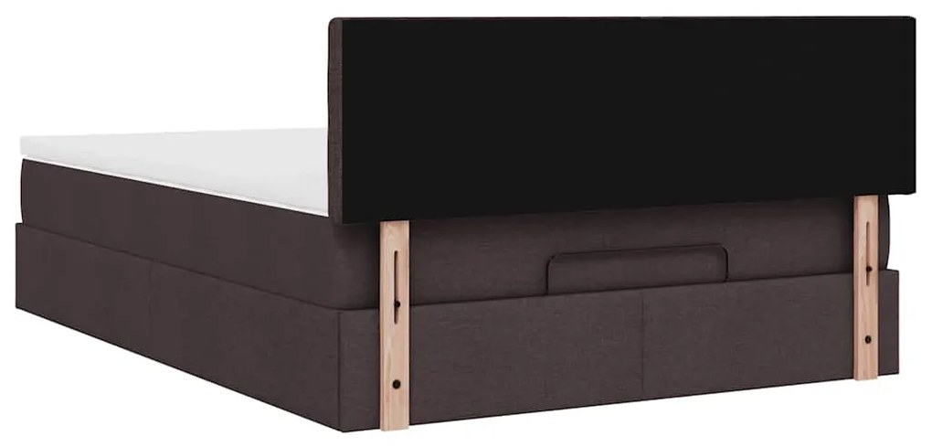 Cama otomana com colchão 140x190 cm tecido castanho escuro