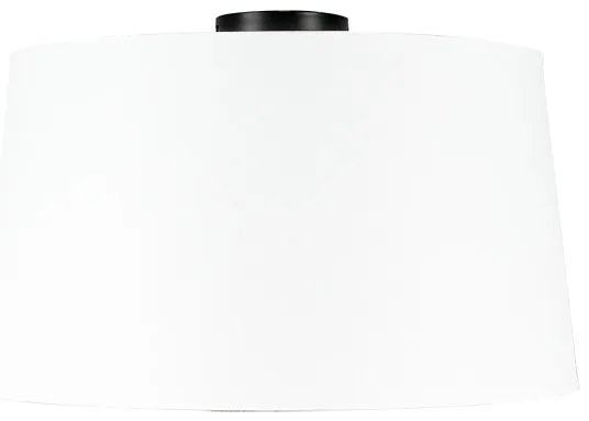 Candeeiro de teto preto mate com abajur branco 45 cm - Combi Moderno