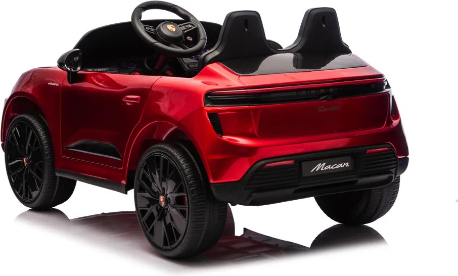 Carro elétrico para crianças até 5 anos Porsche Macan Turbo 12V, com bateria de lítio, Pneus de borracha, Controle remoto Vermelho