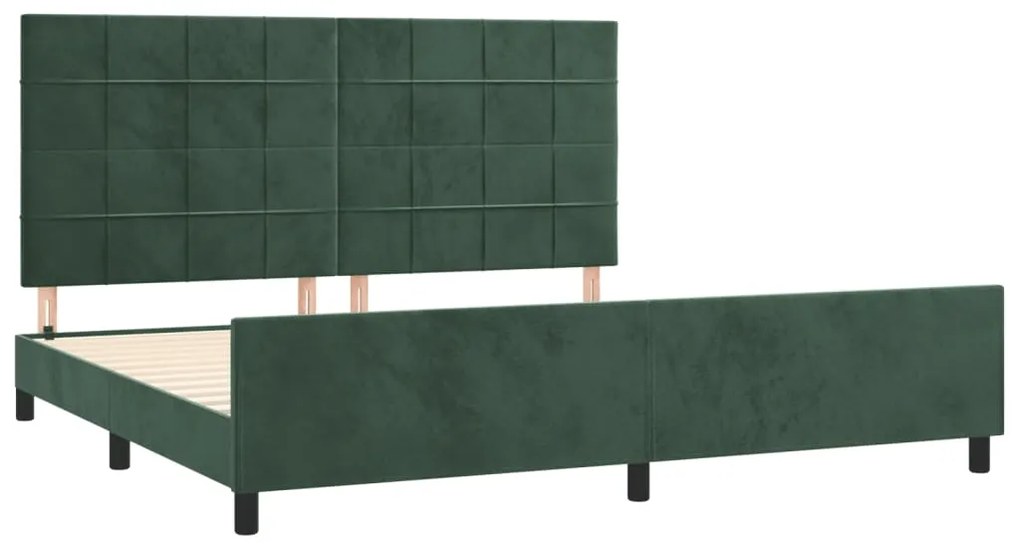 Estrutura de cama sem colchão 200x200 cm veludo verde-escuro