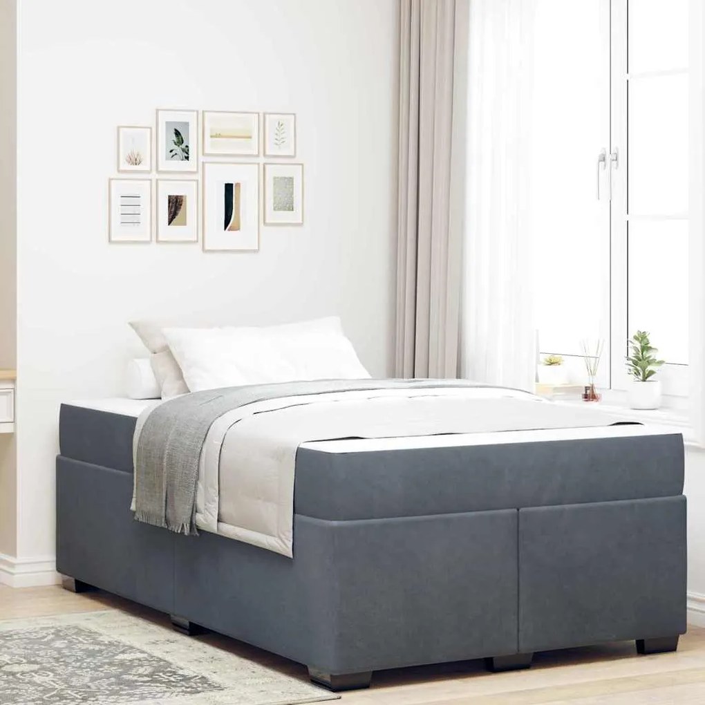 vidaXL Estrutura da Cama com colchão Cinza Escuro 120 x 190 cm tecido