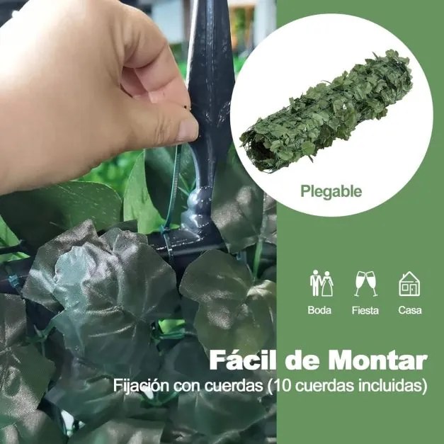 Cerca de Sebe artificial com folhas de hera para decoração de jardim Parque de privacidade para varanda 150 x 240 cm Verde