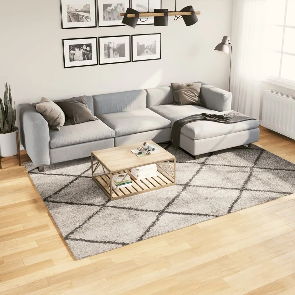 vidaXL Tapete shaggy de pelo alto PAMPLONA 200x280 cm bege e antracite
