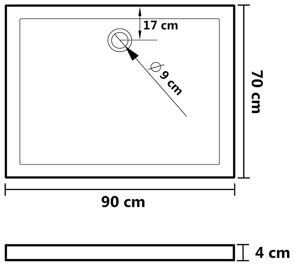 Base de chuveiro retangular 70x90 cm ABS