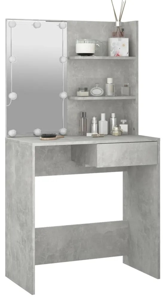 Toucador com LEDs 74,5x40x141 cm cinzento cimento